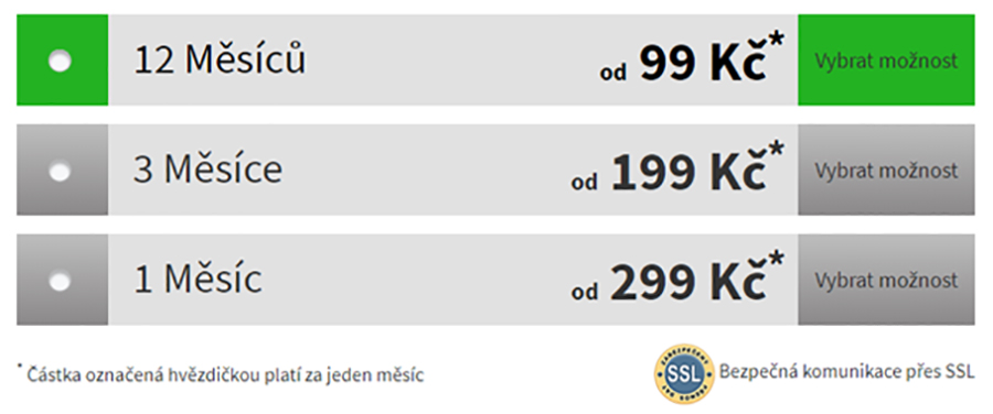 Seznamka Dateefy VIP ceník