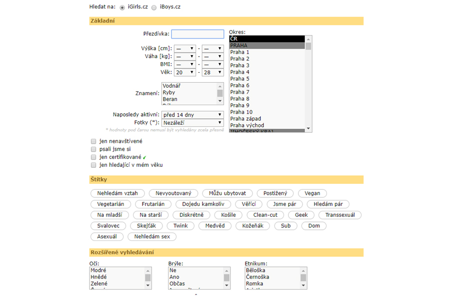 Seznamka iGirls.cz funkce