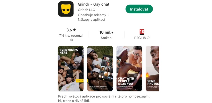 Seznamky aplikace - Grindr