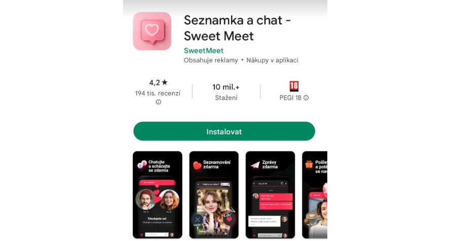 Seznamky aplikace - Sweet Meet