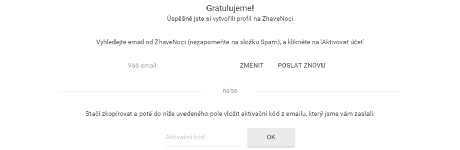 Seznamka ŽhavéNoci.cz dokončení registrace
